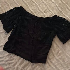 Elegant Black Lace Off-Shoulder Top